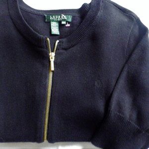 Ralph Lauren Black Sweater Short Sleeve Zip Front